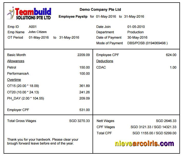 TEAMBUILD solutions Ptr Ltd payslip